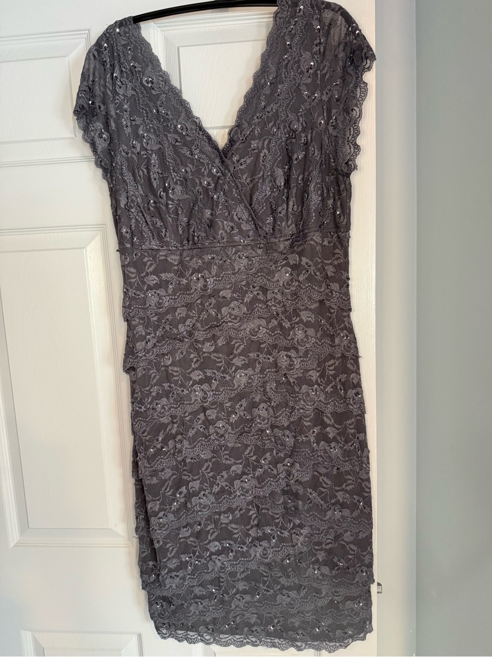 RSVP Silver-Gray Lace Beaded Dress